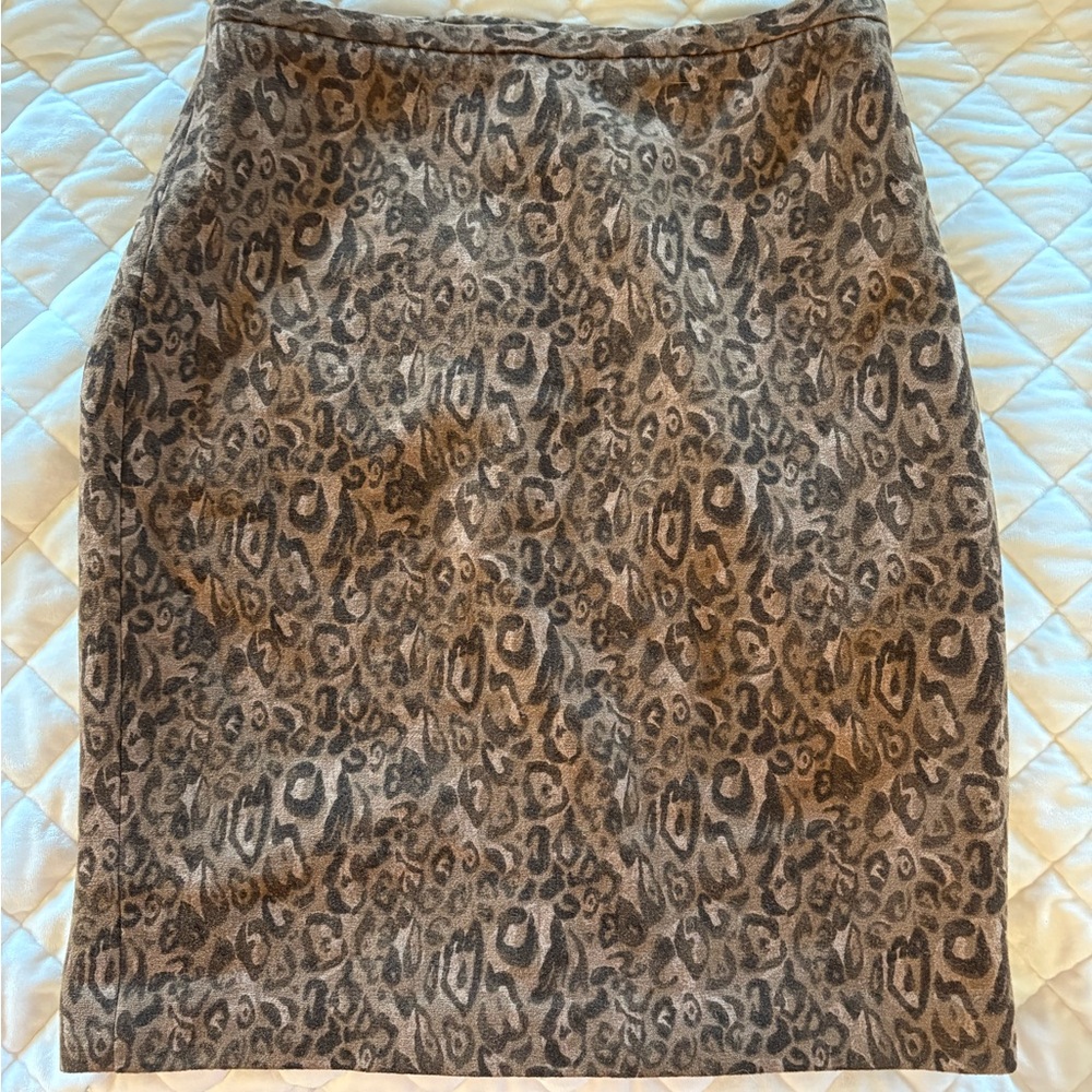 Loft Wool Leopard Pencil Skirt
